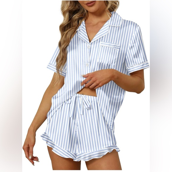 Sapjon - silky blue stripe pjs - Picture 1 of 8
